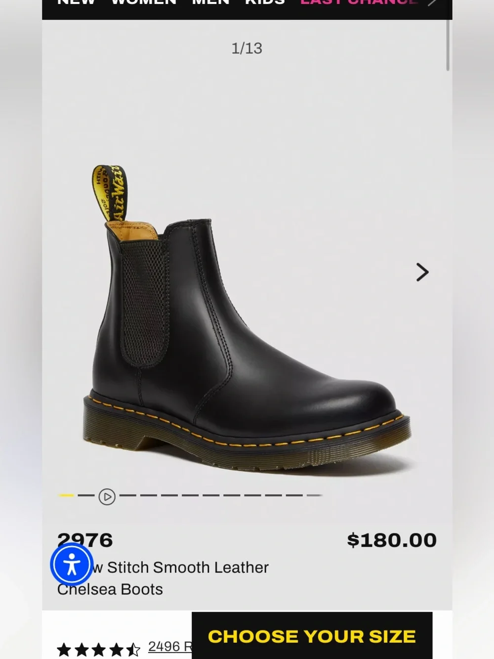 Dr. Martens 2976 Chelsea Boot in Black - Picture 8 of 9